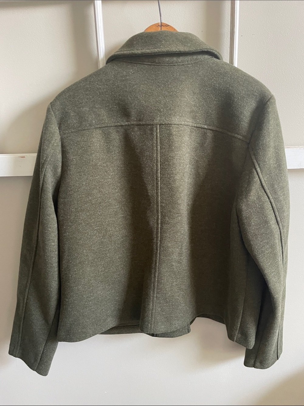 croft & barrow Olive Green Button-Front Pea Coat - Picture 11 of 12